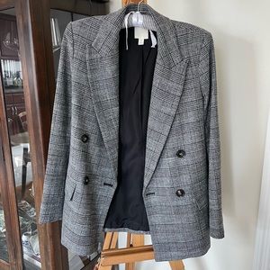 Grey, white, black checked blazer